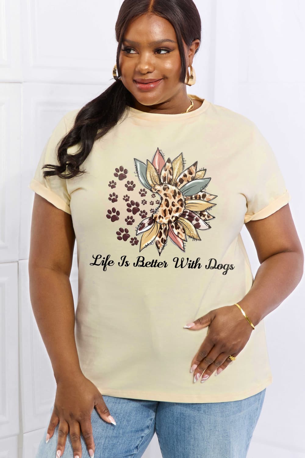 Simply Love Full Size LIFE IS BETTER WITH Graphic Cotton Tee