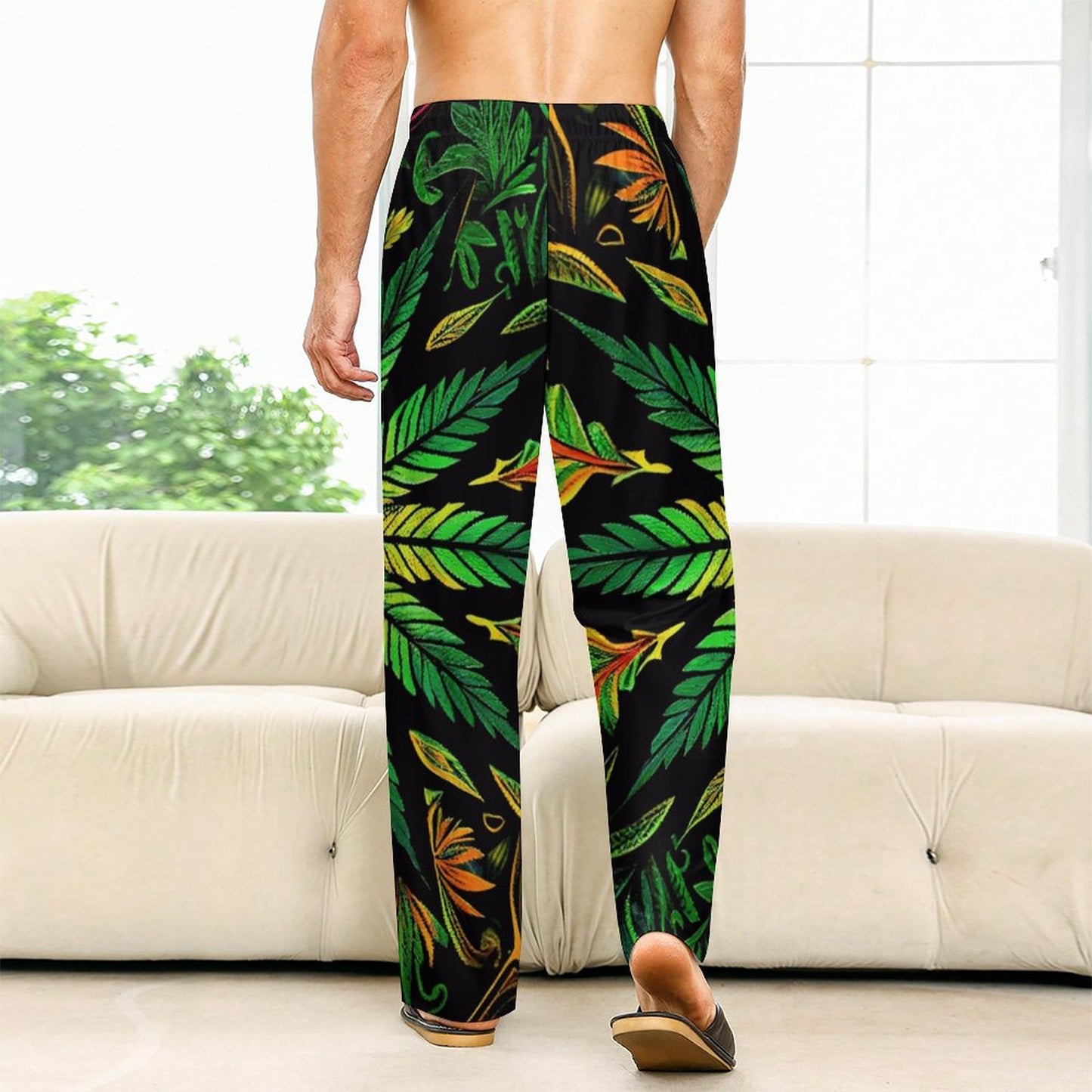 Colorful Flower Men's Home Pajamas Pants