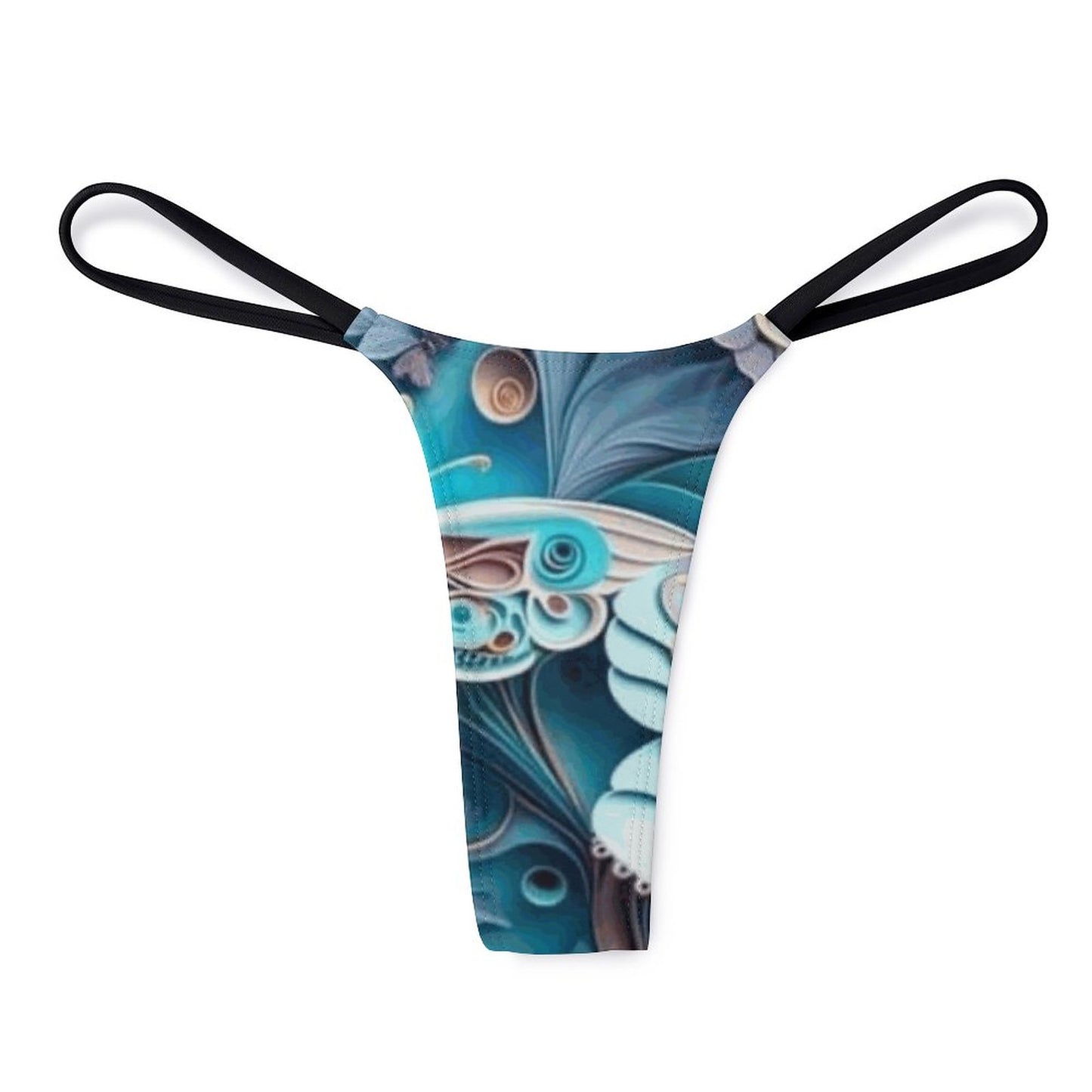 Blue Butterfly Thong Panties