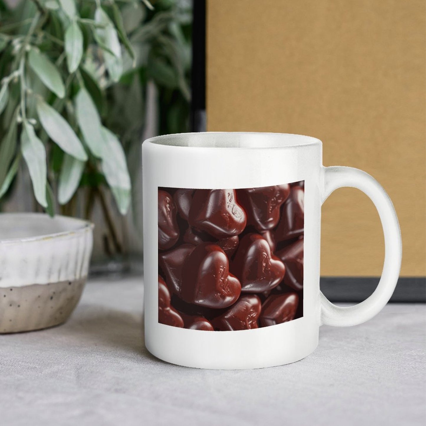 Chocolate White Mug Printing (Partial Printing)