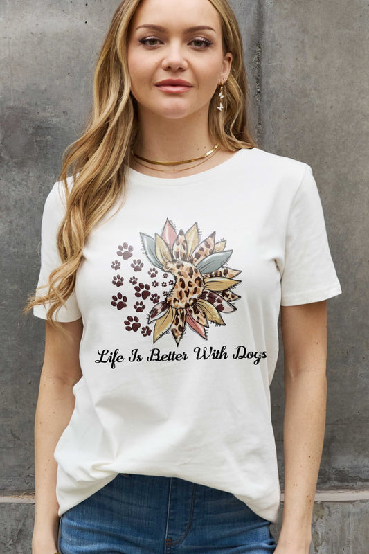 Simply Love Full Size LIFE IS BETTER WITH Graphic Cotton Tee