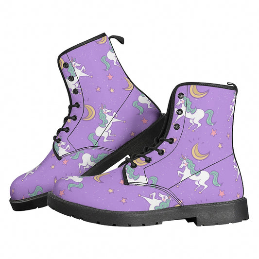 Purple Leather Style Martin Boots