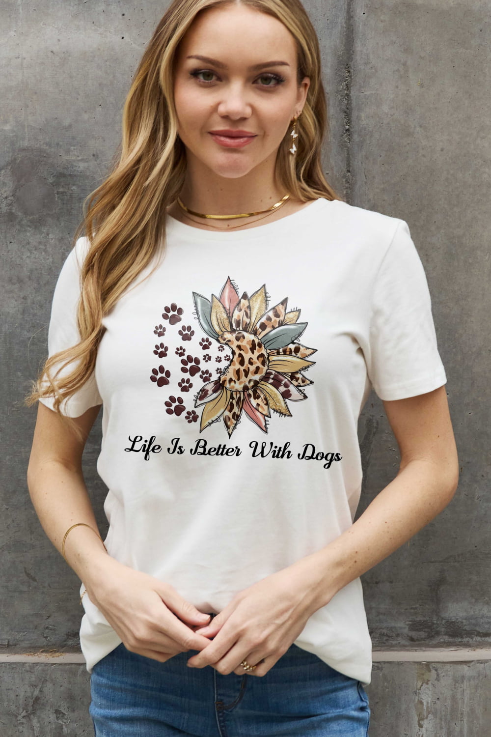 Simply Love Full Size LIFE IS BETTER WITH Graphic Cotton Tee