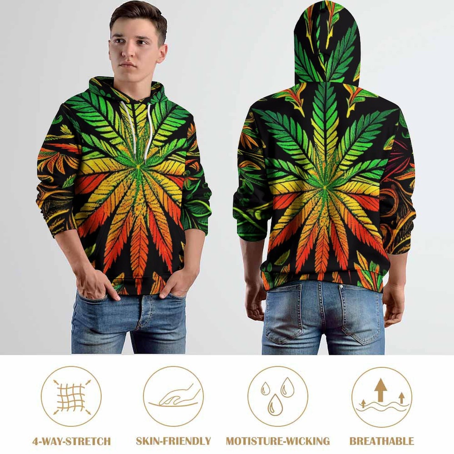 Colorful Flower Hoodie with Double-layer Cap