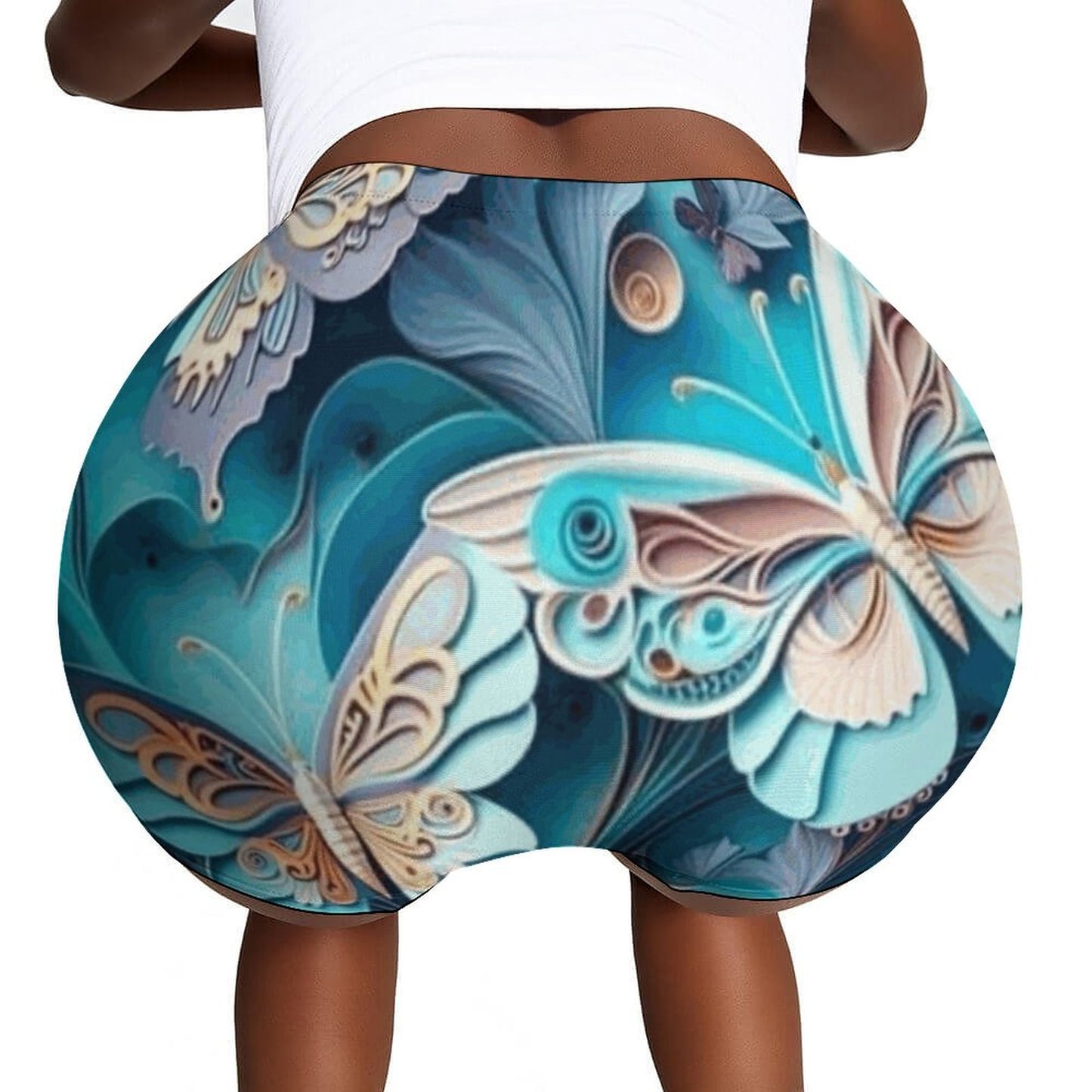 Blue Butterfly Ladies Swim Shorts