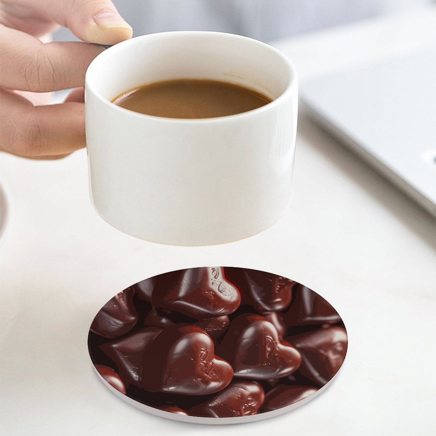 Chocolate Round Ceramic Coaster