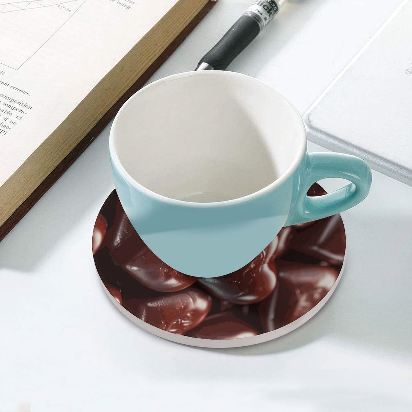 Chocolate Round Ceramic Coaster