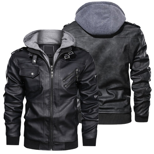 Leather Bomber Jacket With Hood