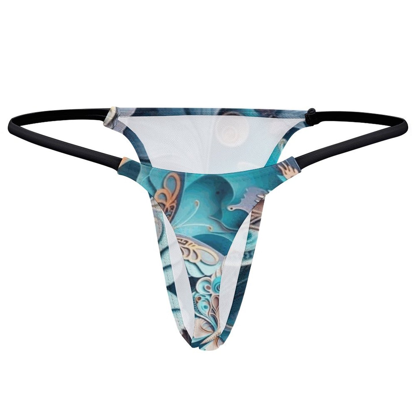 Blue Butterfly Thong Panties