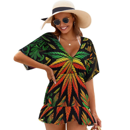 Colorful Flower Cover-up Dress for Swimwear