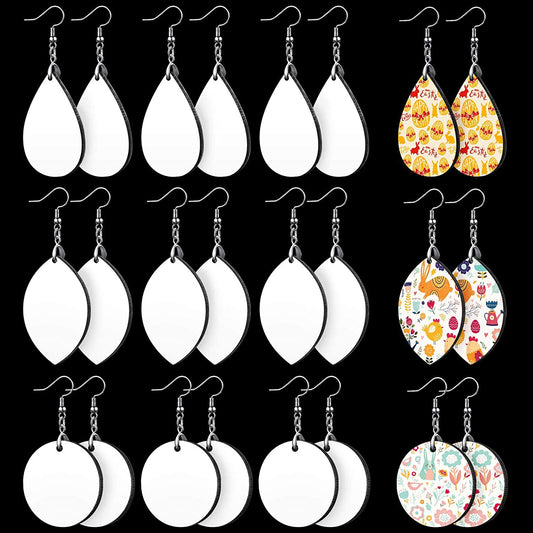 24PCS Dye Sublimation Blank Earrings