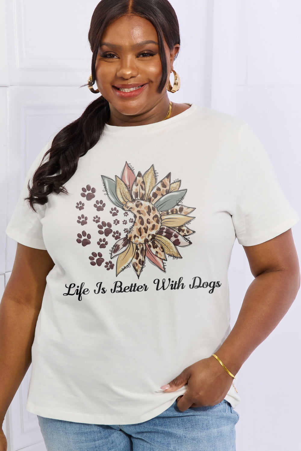 Simply Love Full Size LIFE IS BETTER WITH Graphic Cotton Tee