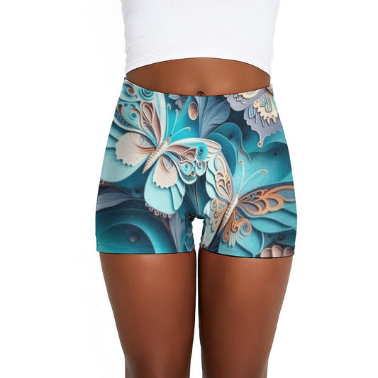 Blue Butterfly Ladies Swim Shorts