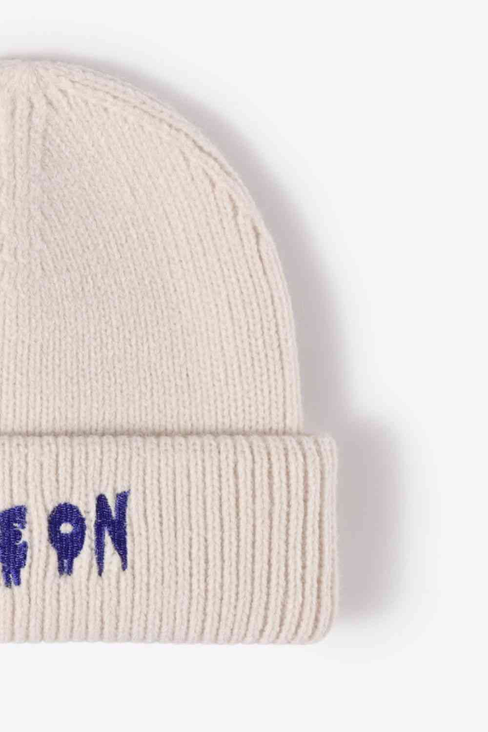 COME ON Embroidered Cuff Knit Beanie