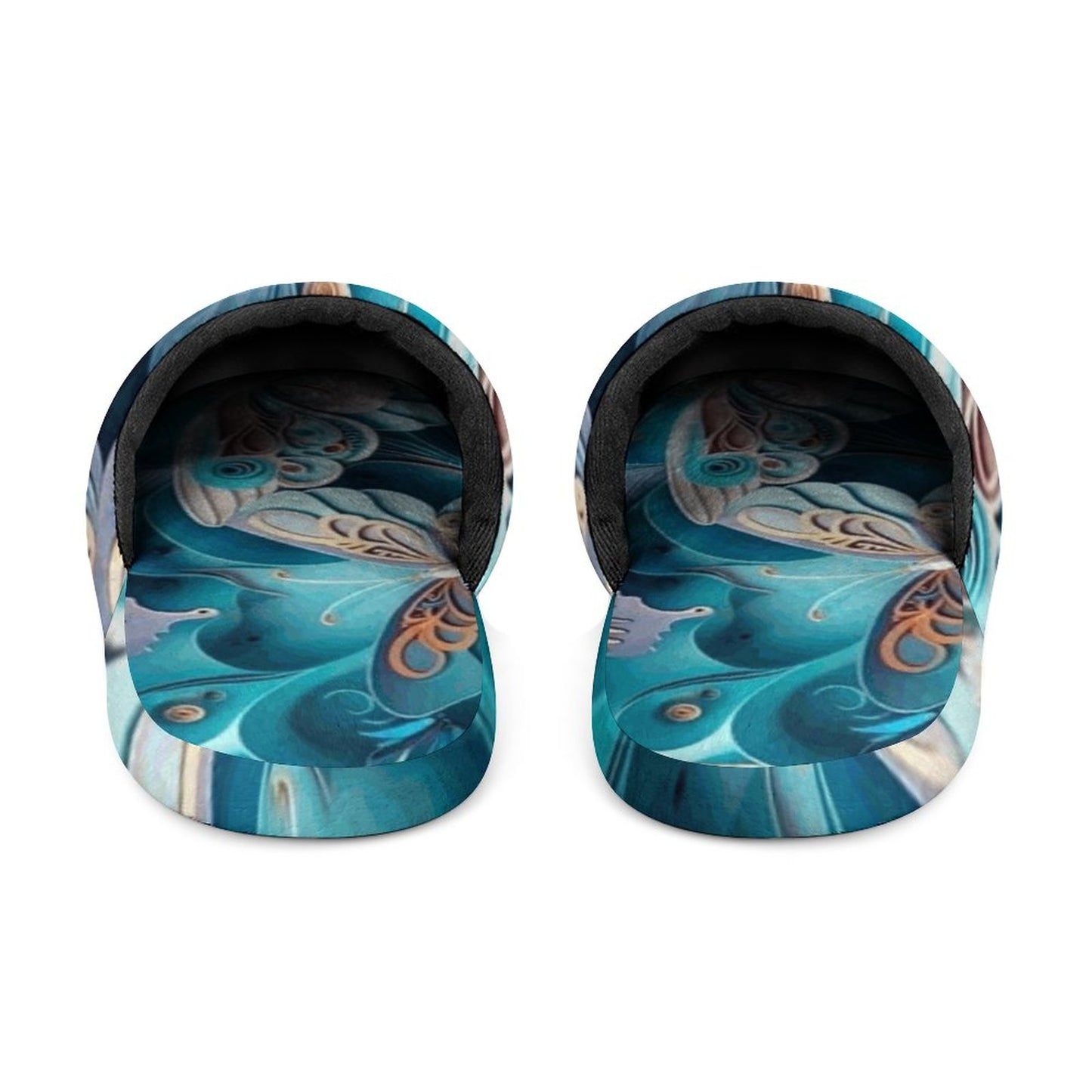 Blue Butterfly Flannel Men's Cotton Slippers