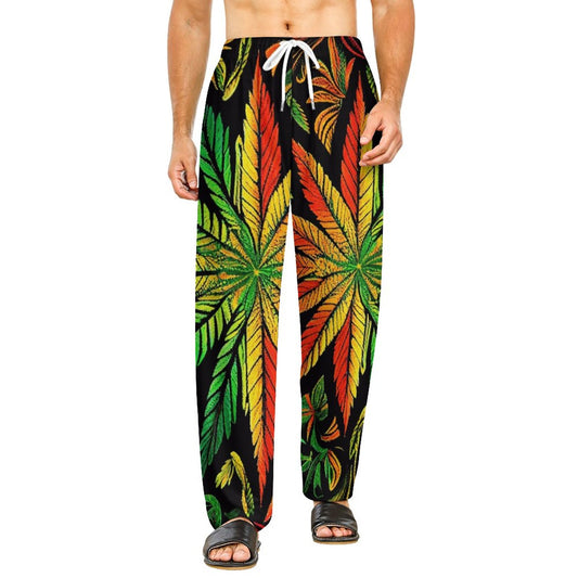 Colorful Flower Men's Home Pajamas Pants