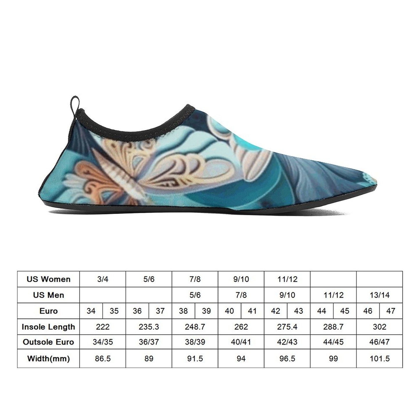 Blue Butterfly Shoes for Beach, Pool and Water Activities