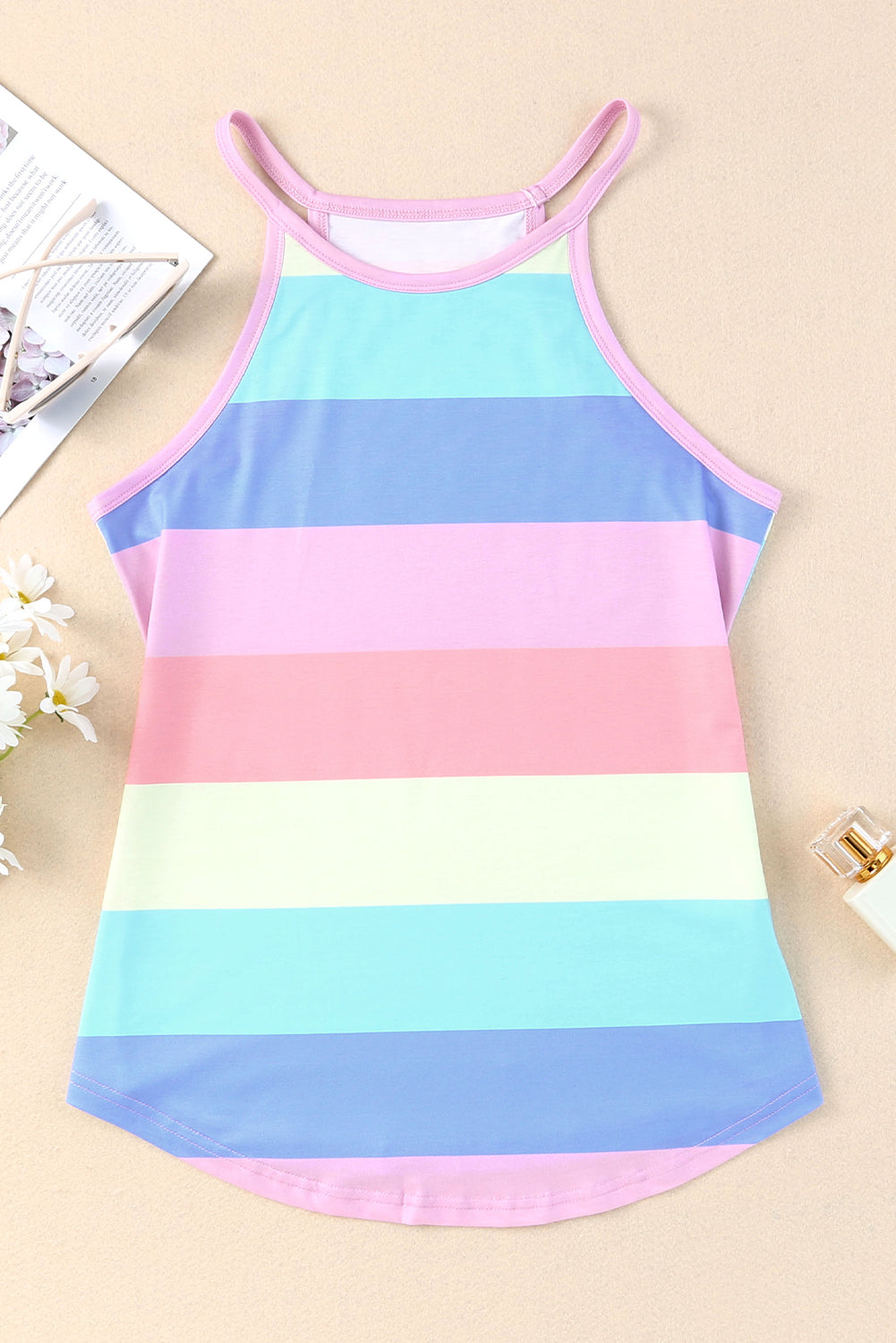 Striped Curved Hem Tank