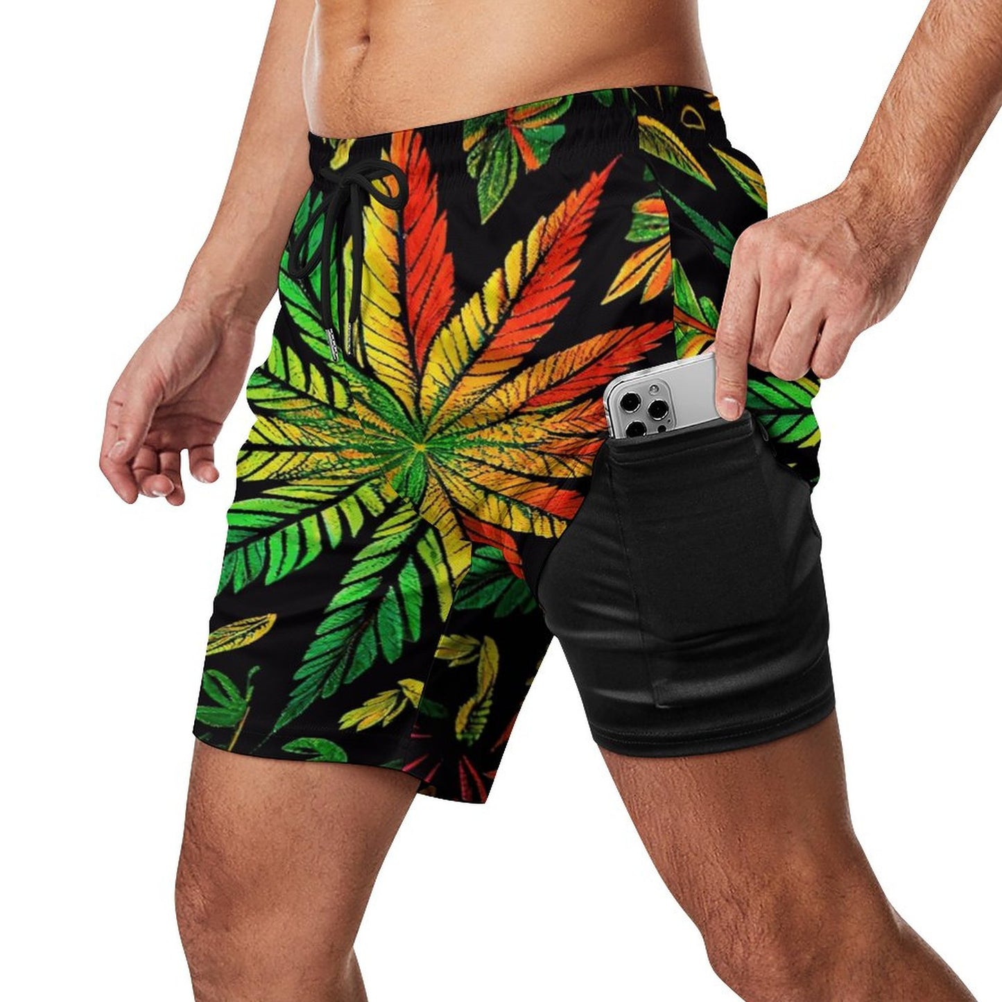 Colorful Flower Men's Beach Shorts with 4 Pockets